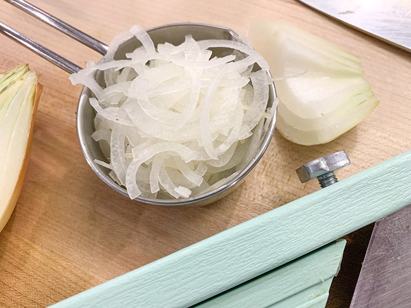 Summer squash salad with sweet onions, olive oil and two vinegars